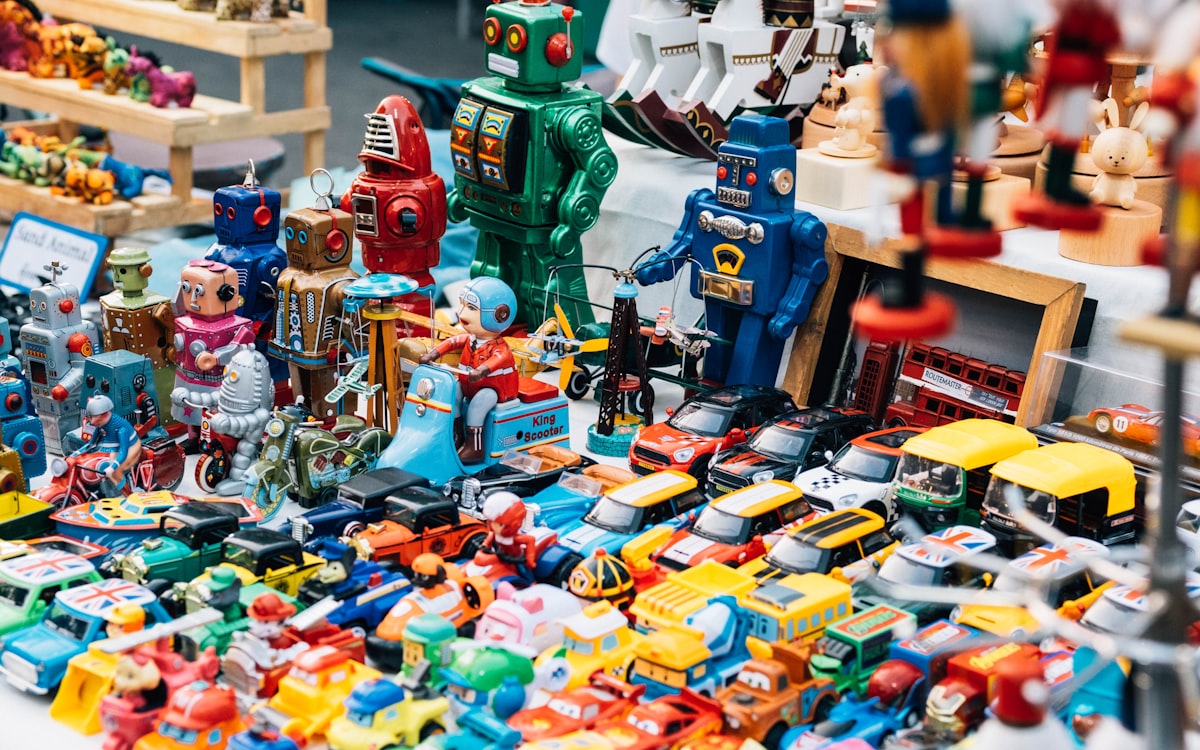 Colourful assortment of children's toys